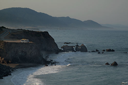 Peter's RV waking up along the California coast